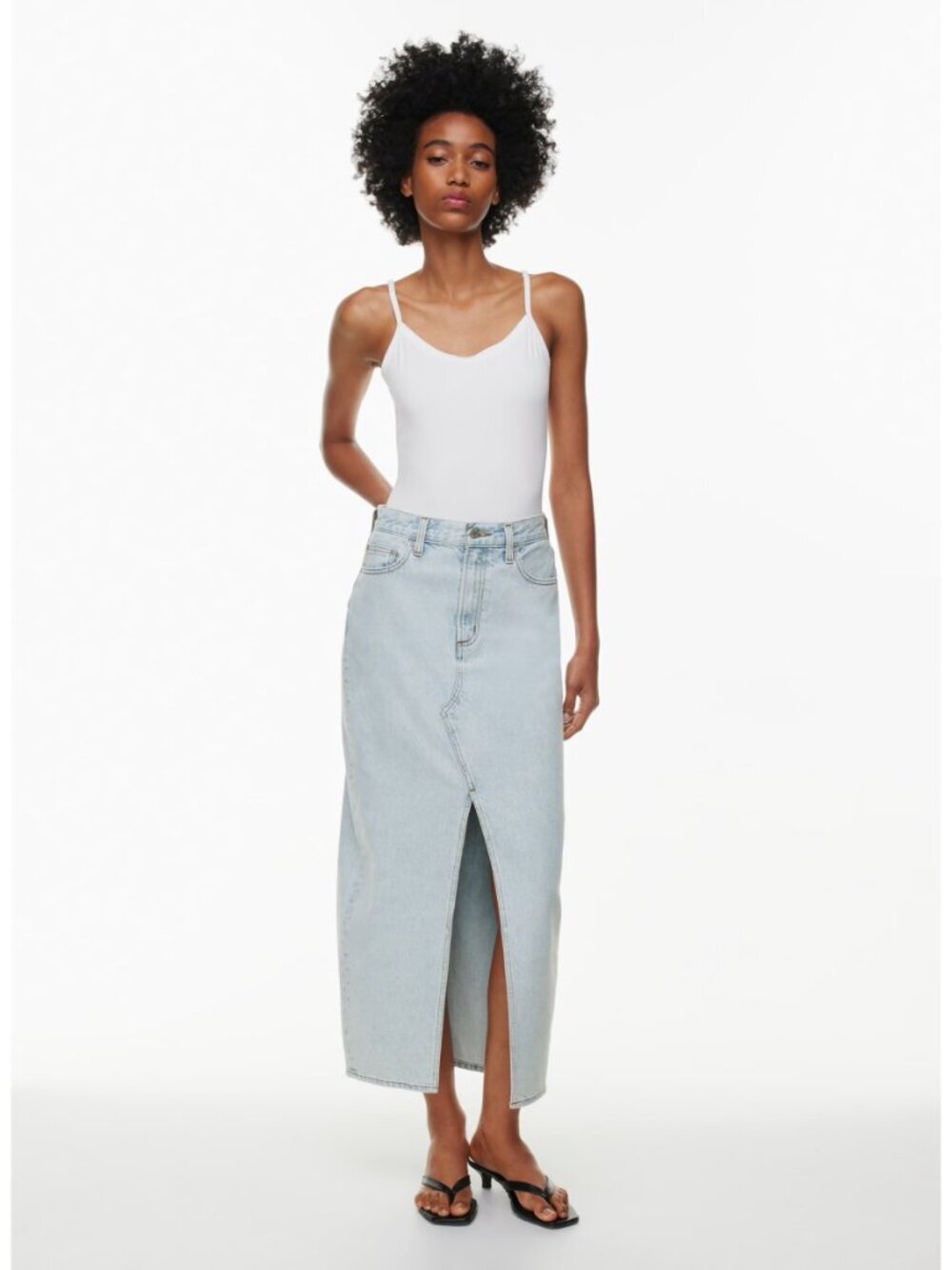 Aritzia Denim Forum The 90's Vintage Maxi Jean Skirt in Bleach Bleu